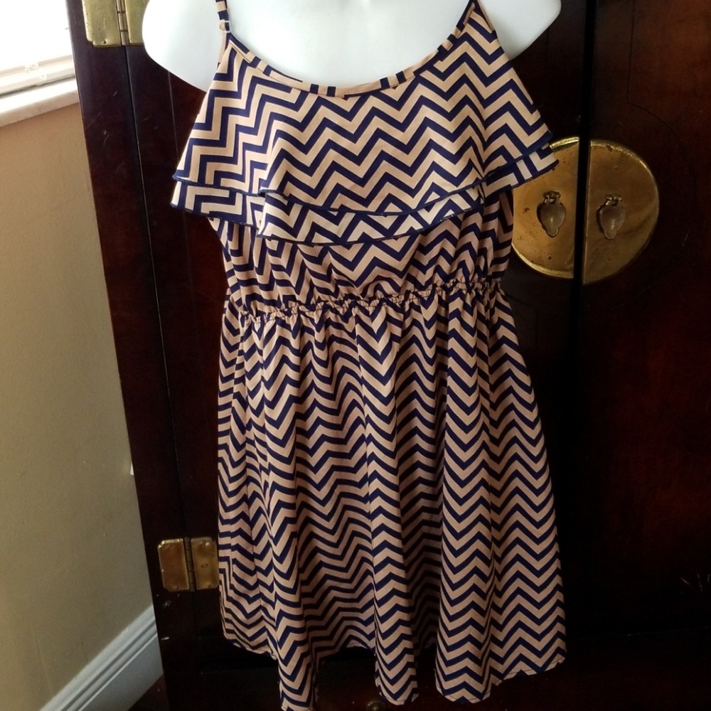 navy blue and tan sun dress, XL